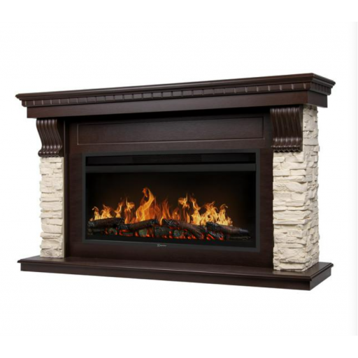 Каминокомплект: Очаг Electrolux EFP/P-3620LS, портал Мичиган 42/40/36 камень молочный, шпон темный